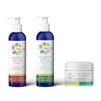 Trousse de soins capillaires MEYA pour cheveux à porosité élevée : shampoing, revitalisant et crème hydratante